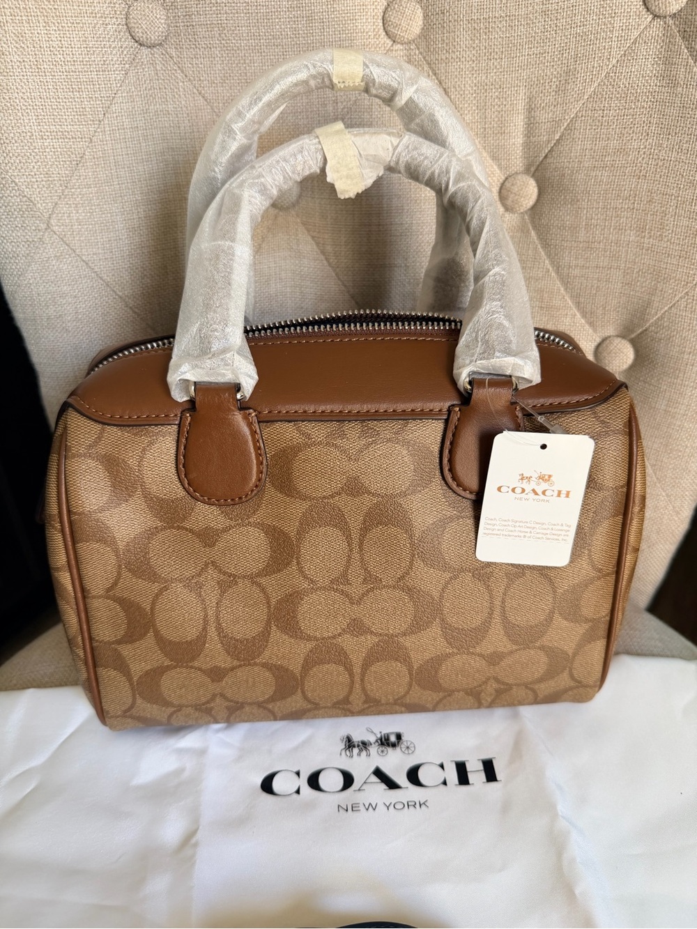 Coach Brown Canvas Signature Satchel with Rainbow Logo - Picture 2 of 3